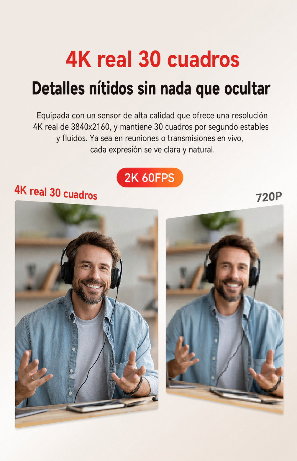 Webcam 4K con Micrófono y Bocina | USB - 8