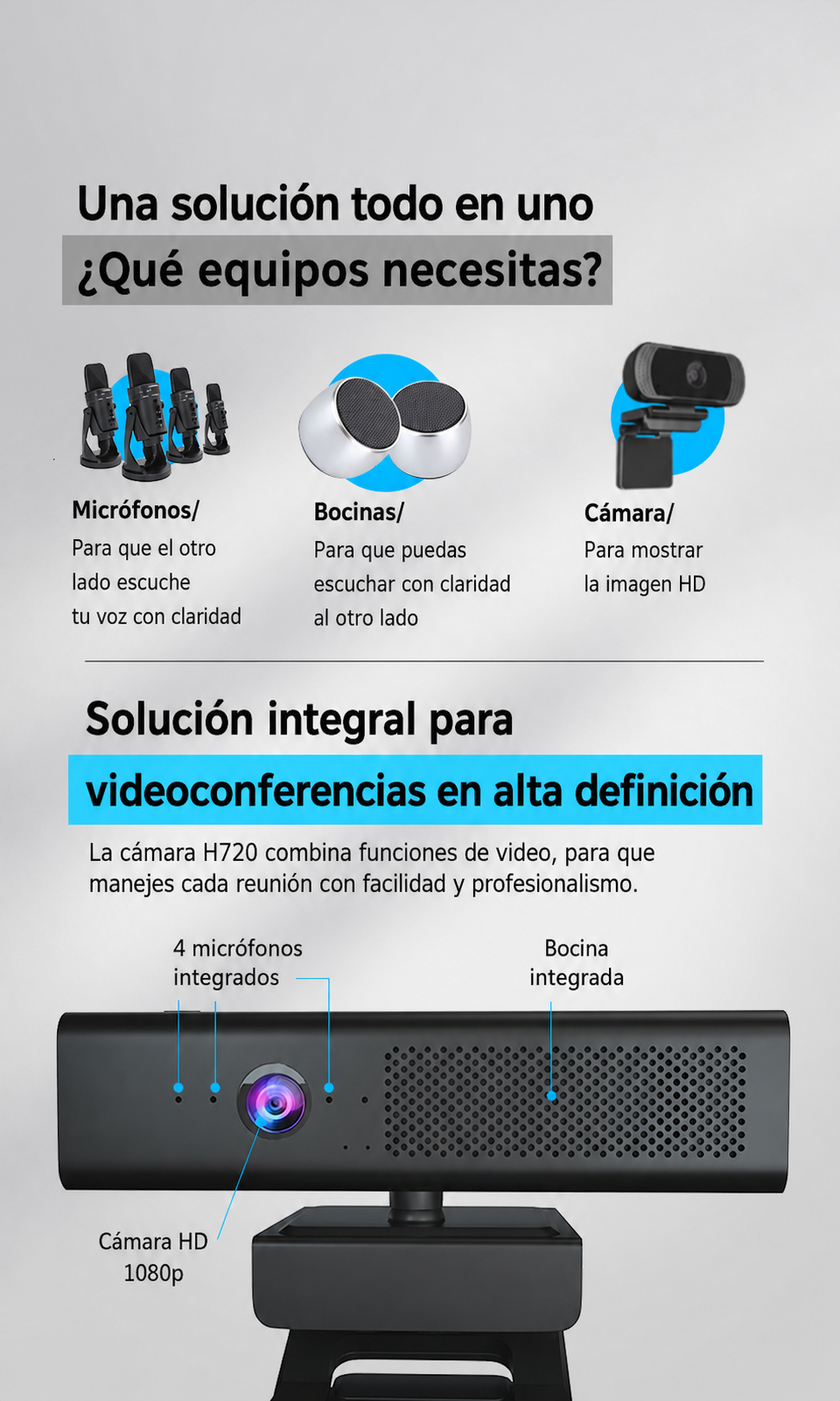 Webcam 3 en 1 con Micrófono y Bocina - 7