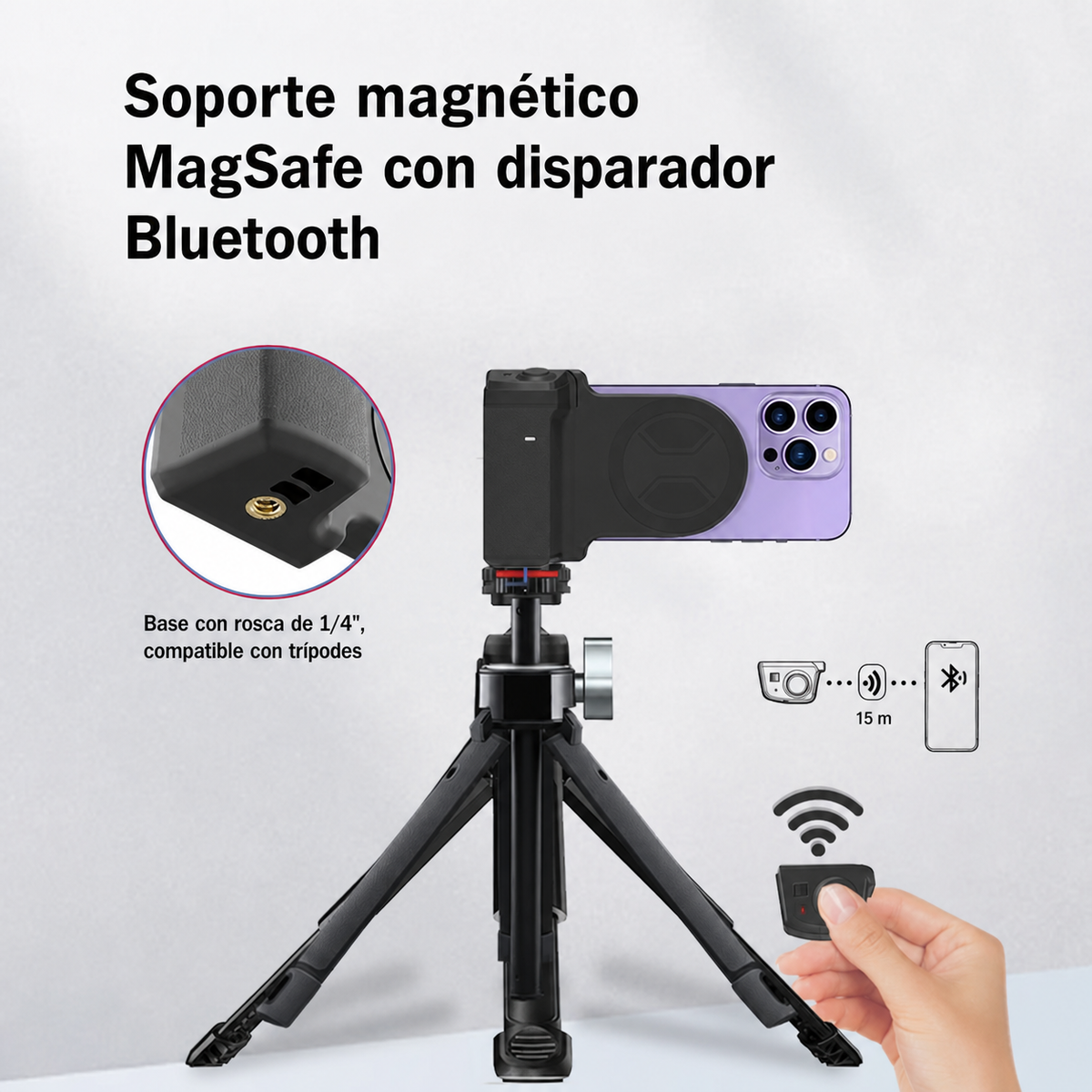Soporte con Selfie Bluetooth y Carga MagSafe - 8