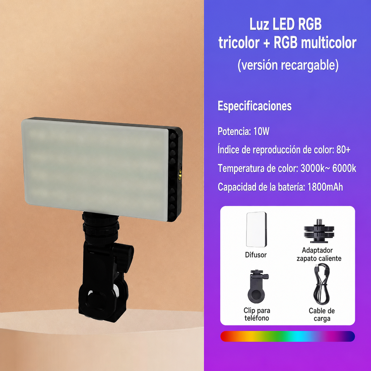 Luz de Relleno LED RGB Portátil - 7