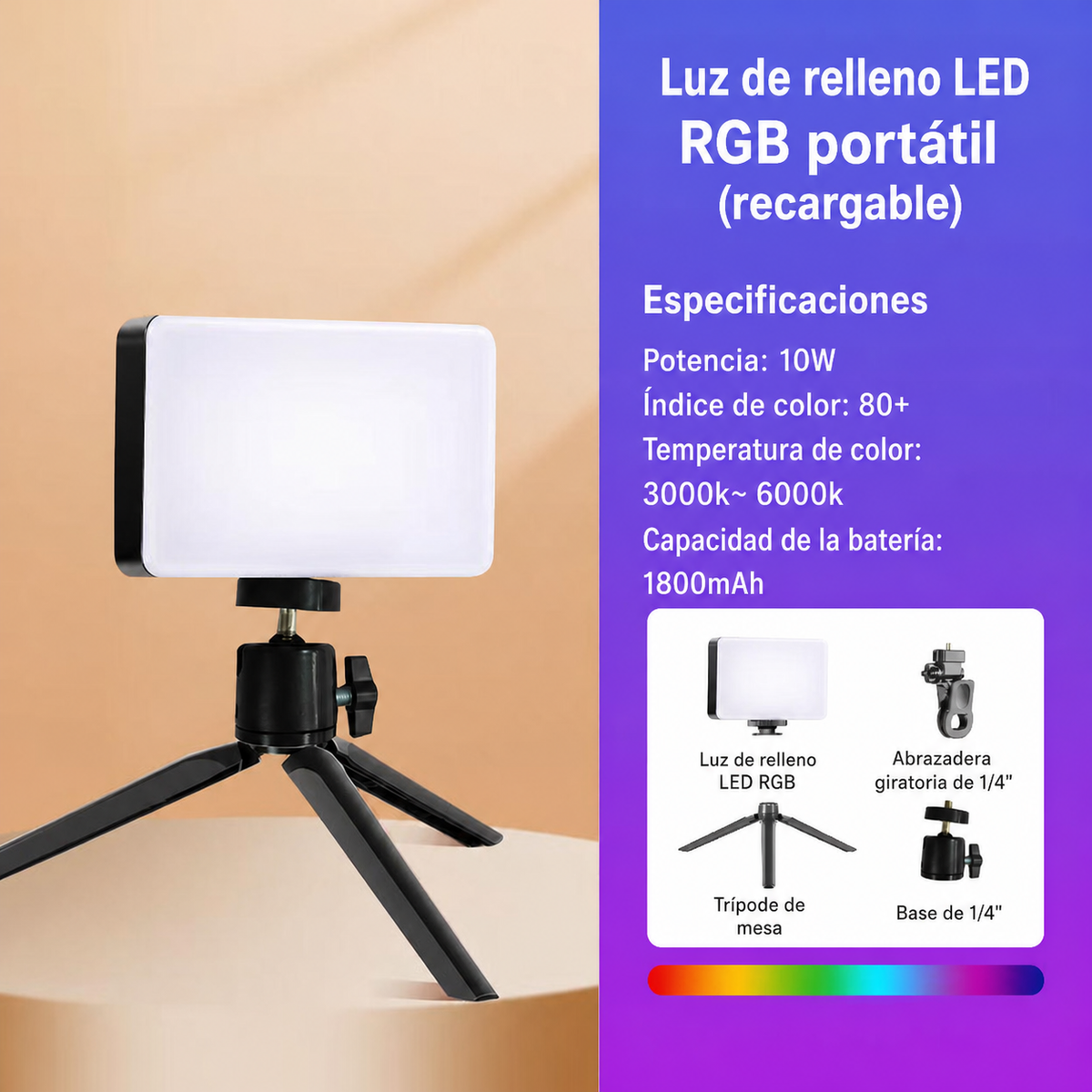 Luz de Relleno LED RGB Portátil - 11