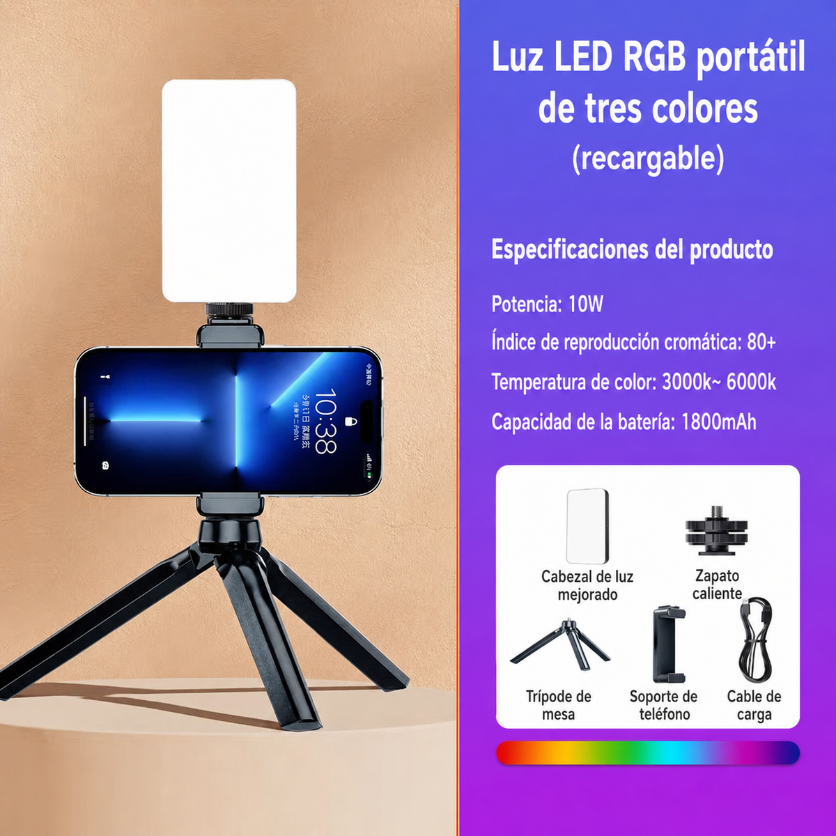 Luz de Relleno LED RGB Portátil - 13