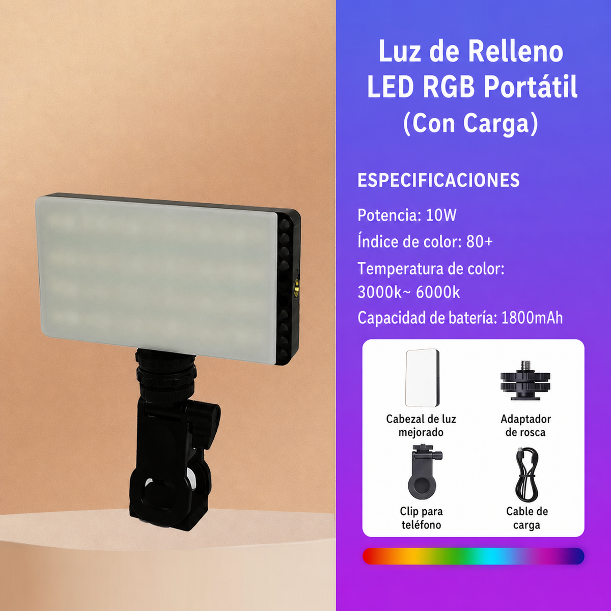 Luz de Relleno LED RGB Portátil
