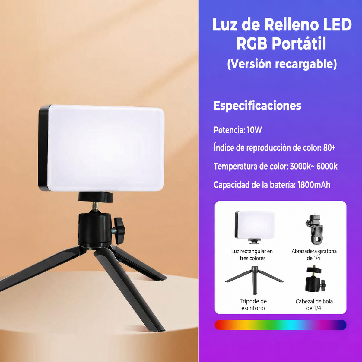 Luz de Relleno LED RGB Portátil
