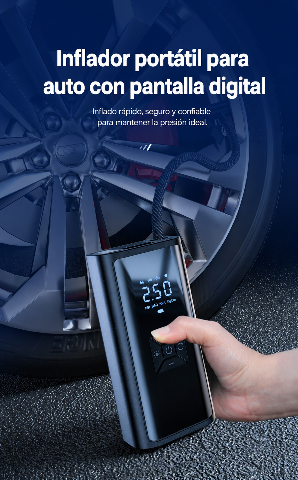 Inflador portátil digital para auto - 12