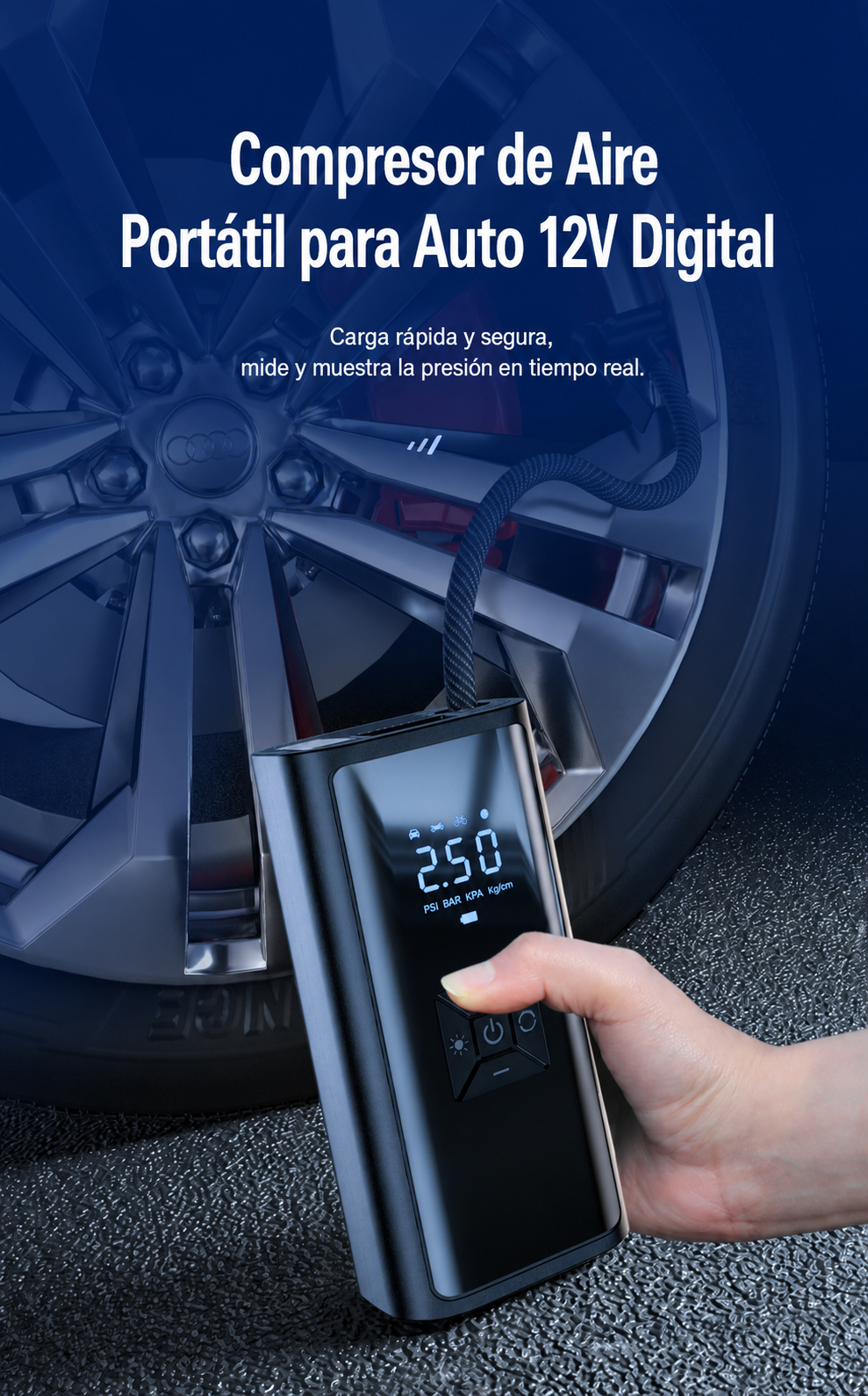 Inflador portátil digital para auto - 11
