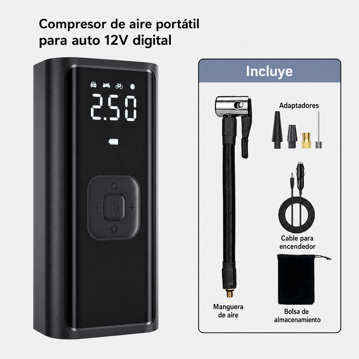 Inflador portátil digital para auto - 10