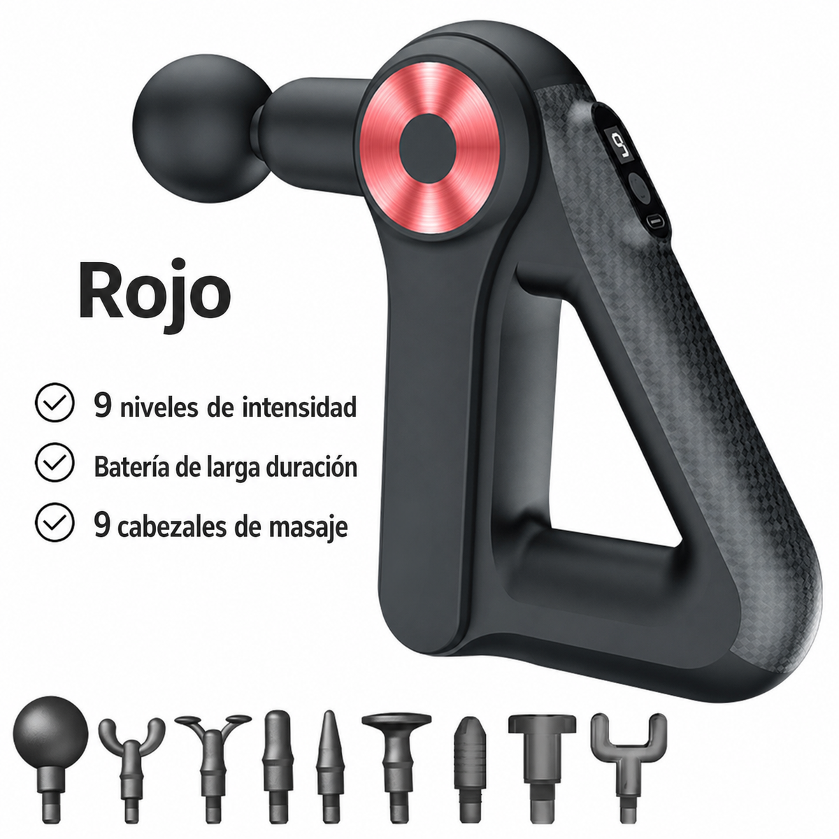 Pistola de Masaje Muscular con Pantalla LCD - 7
