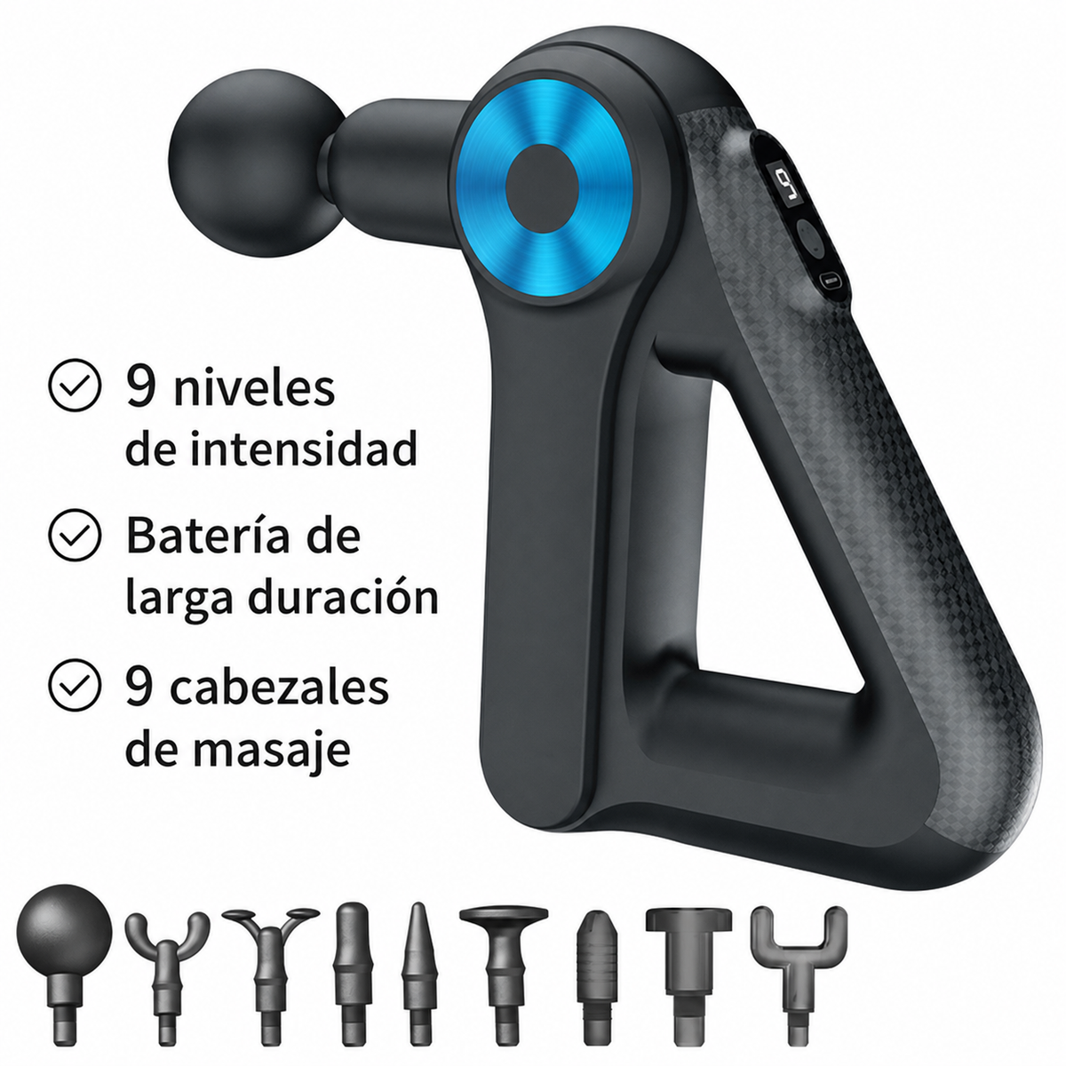 Pistola de Masaje Muscular con Pantalla LCD