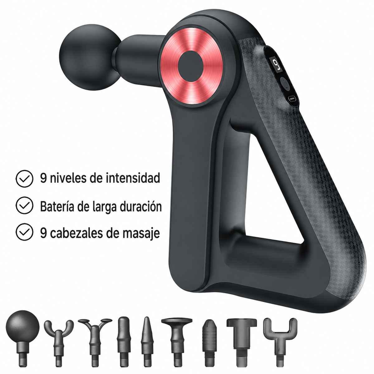 Pistola de Masaje Muscular con Pantalla LCD