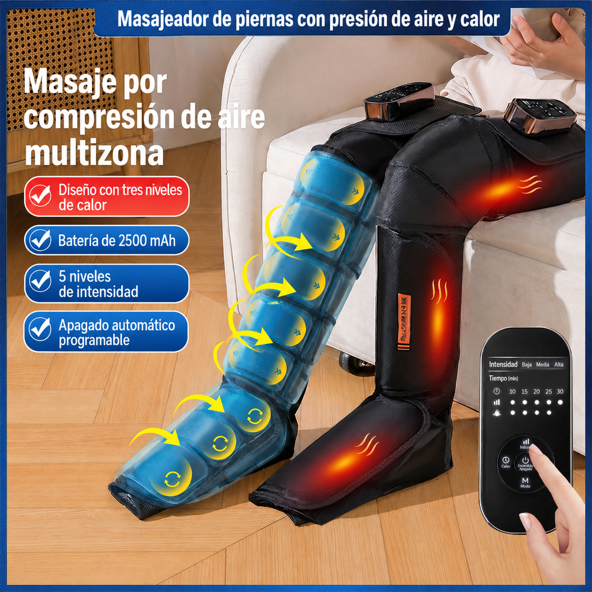Masajeador de piernas con presión de aire y calor - 1