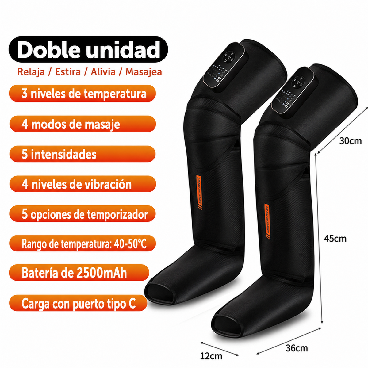 Masajeador de piernas con presión de aire y calor - 6