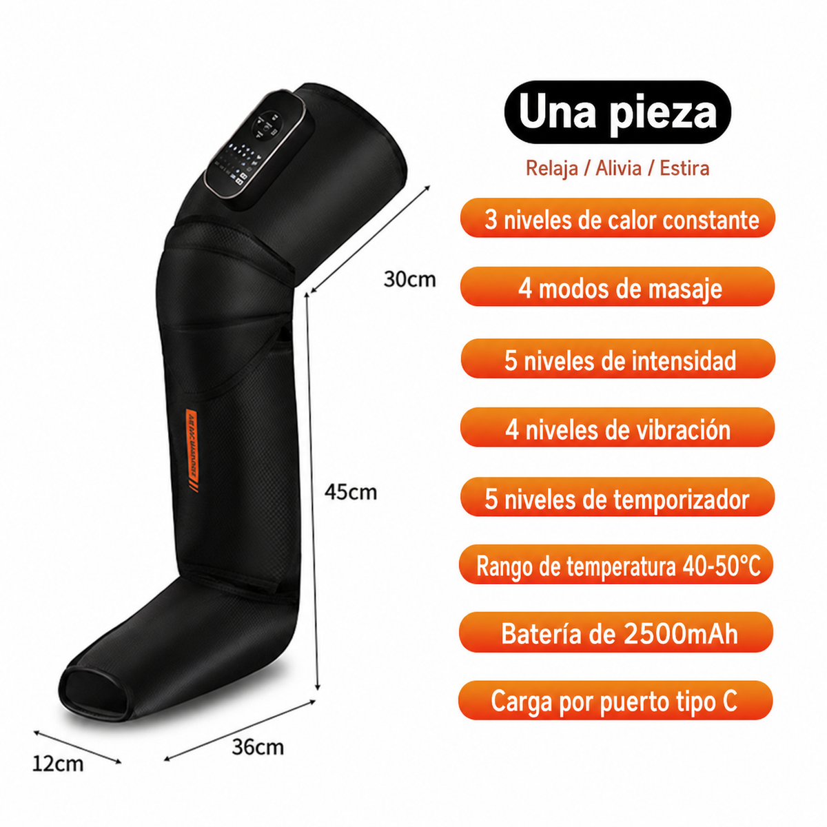 Masajeador de piernas con presión de aire y calor