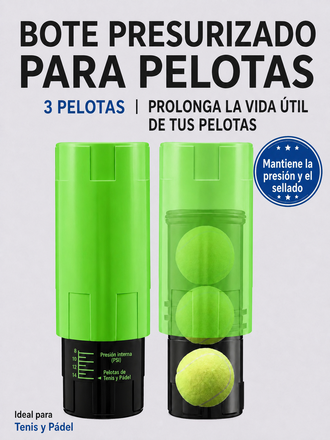 Bote Presurizado para Pelotas de Tenis y Pádel ABS - 2