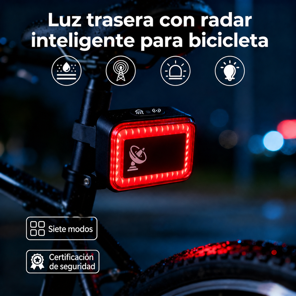 Luz Trasera con Radar Inteligente para Bicicleta - 1