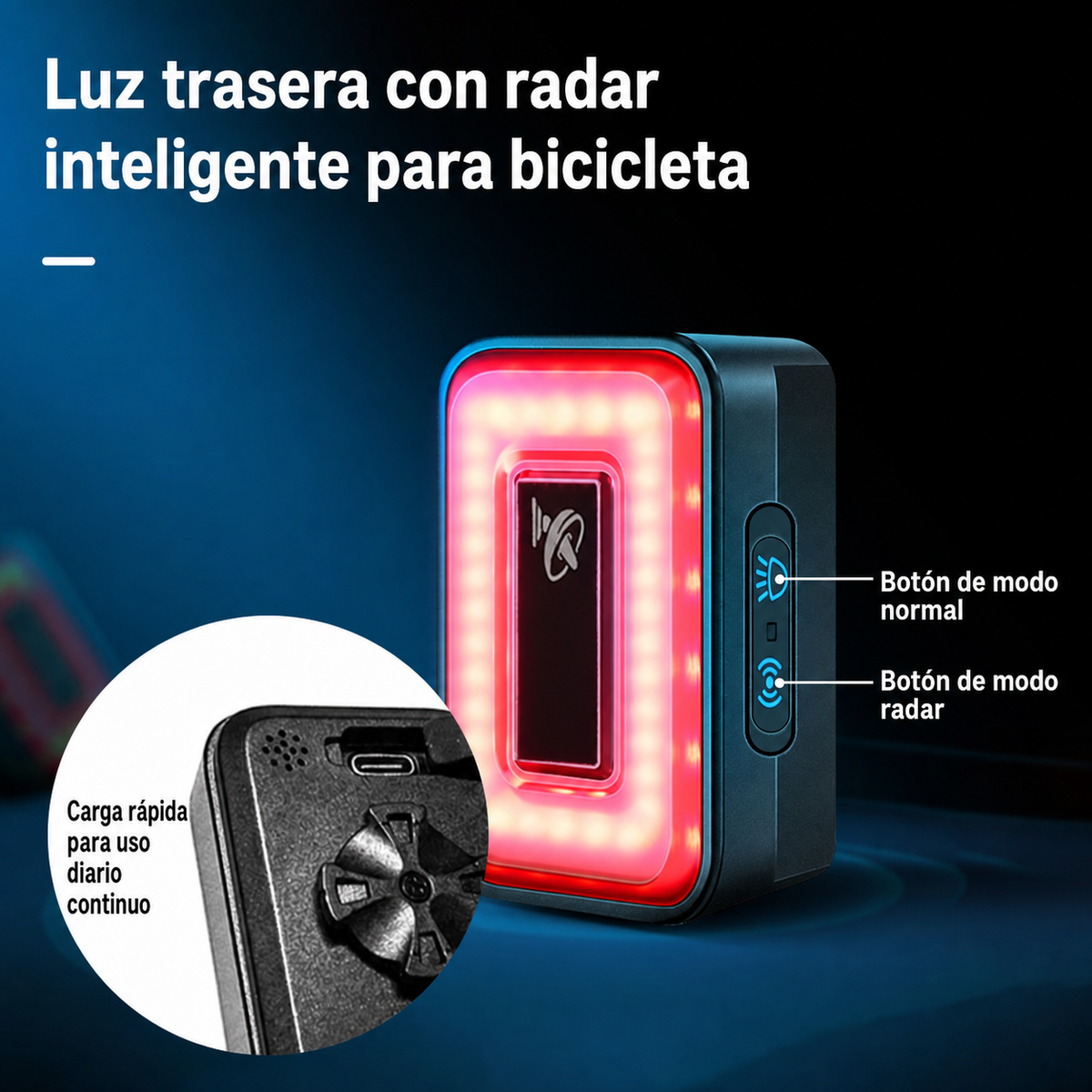 Luz Trasera con Radar Inteligente para Bicicleta - 2