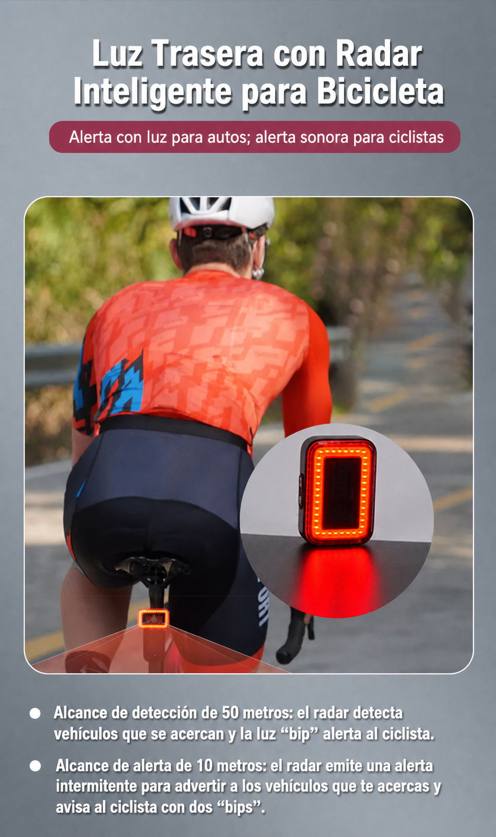Luz Trasera con Radar Inteligente para Bicicleta - 6