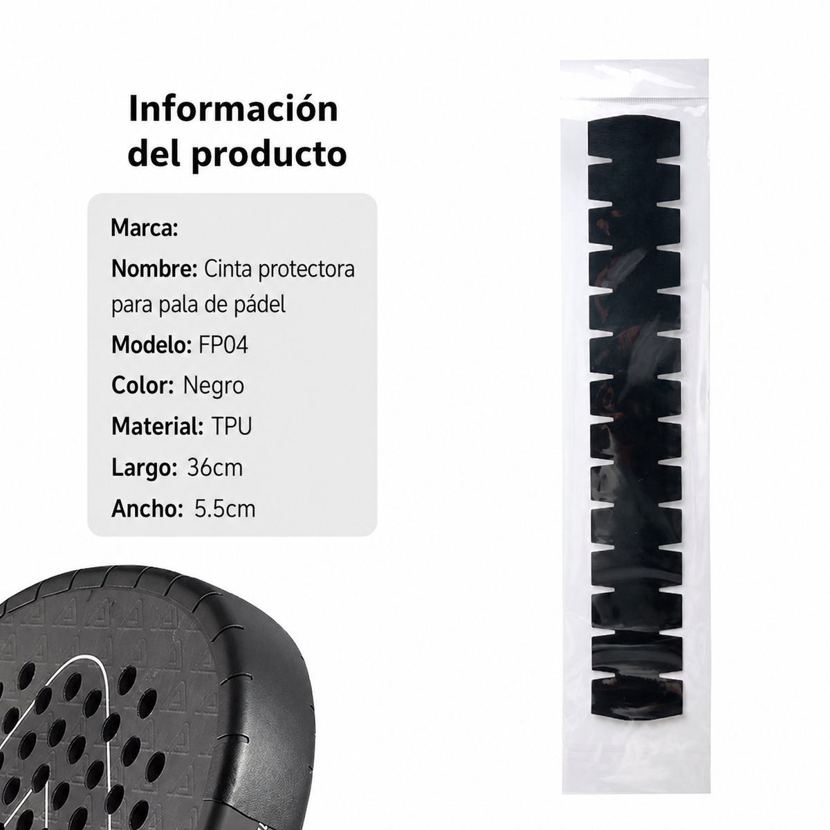Cinta protectora para pala de pádel