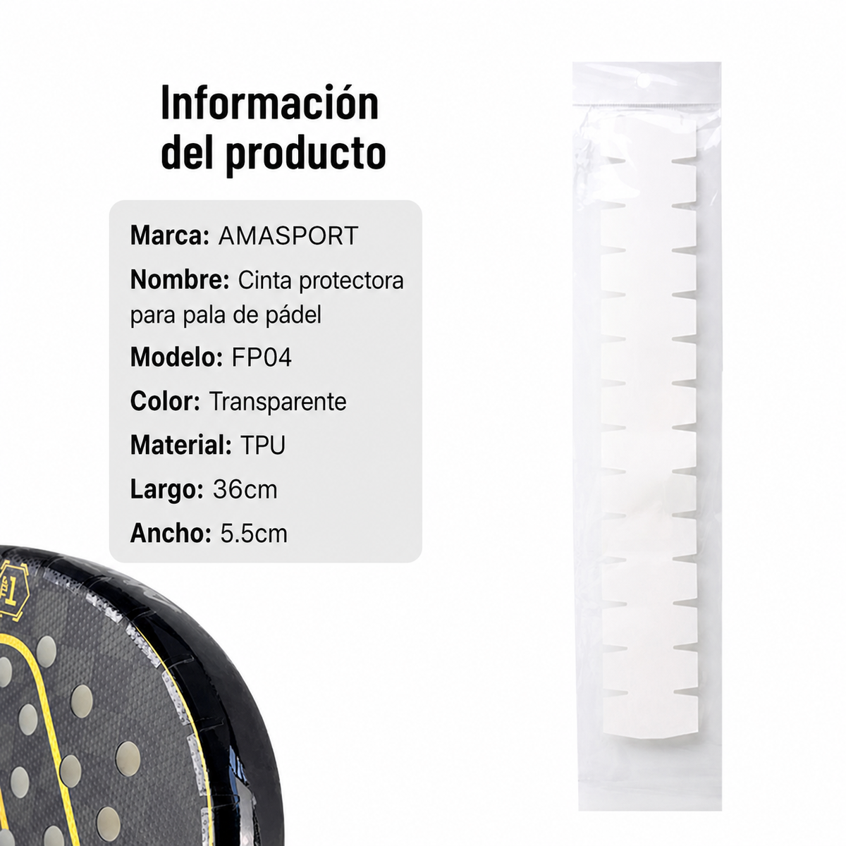 Cinta protectora para pala de pádel