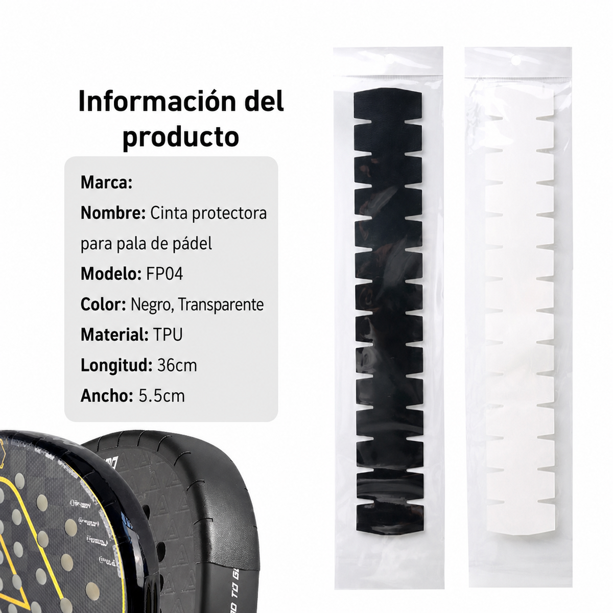 Cinta protectora para pala de pádel