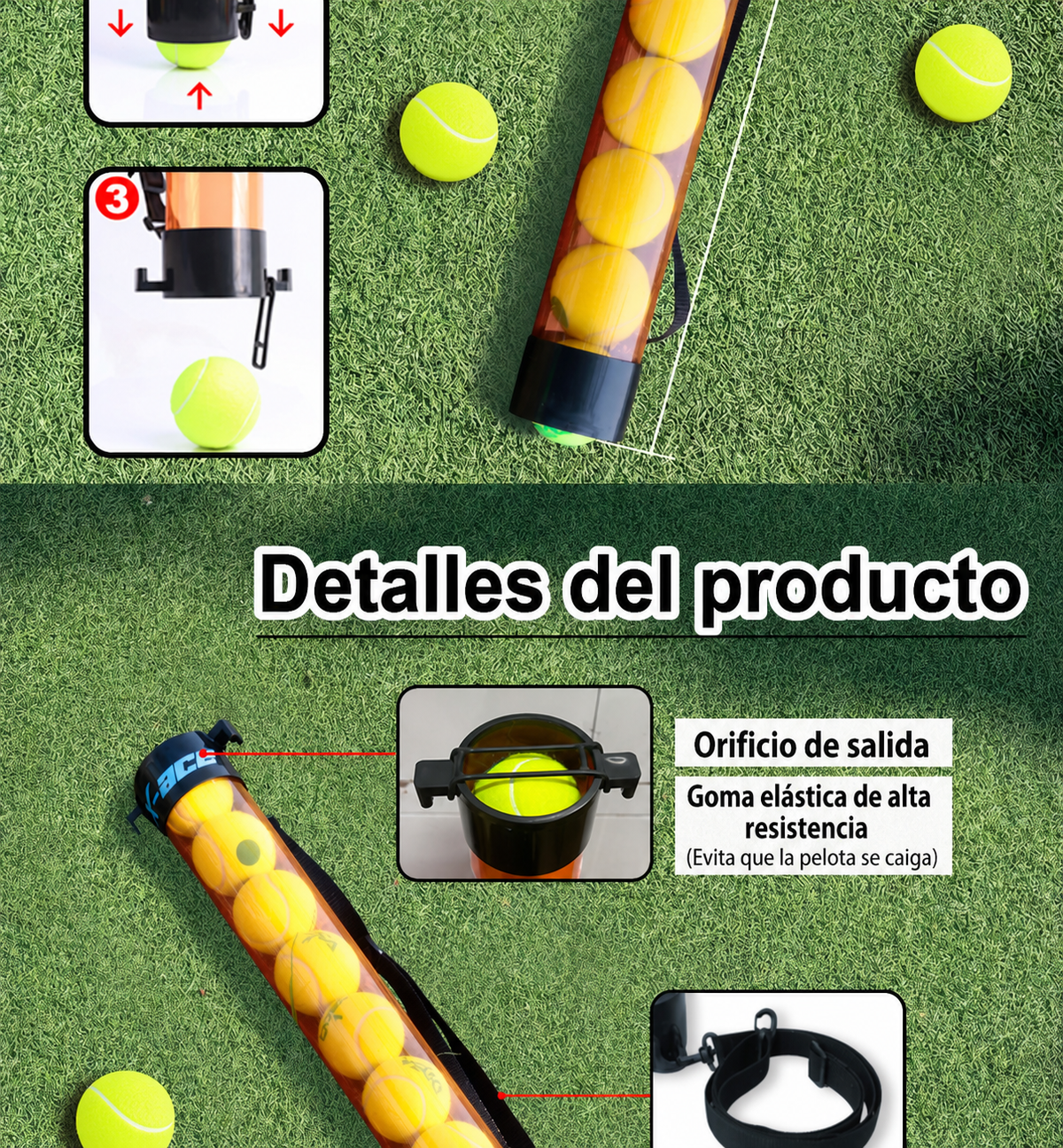 Tubo recogepelotas de tenis X-ACE para 15 pelotas - 9