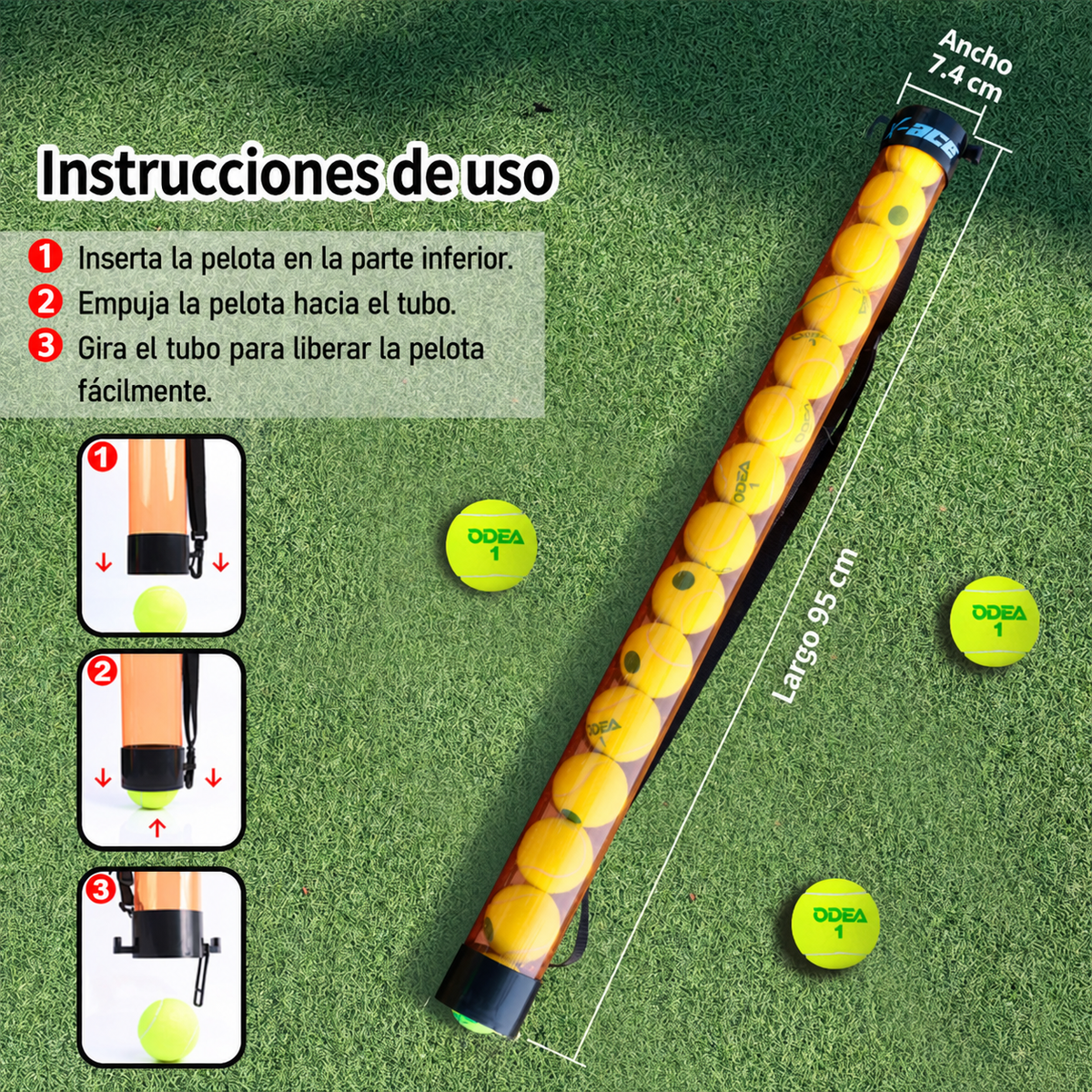 Tubo recogepelotas de tenis X-ACE para 15 pelotas - 3