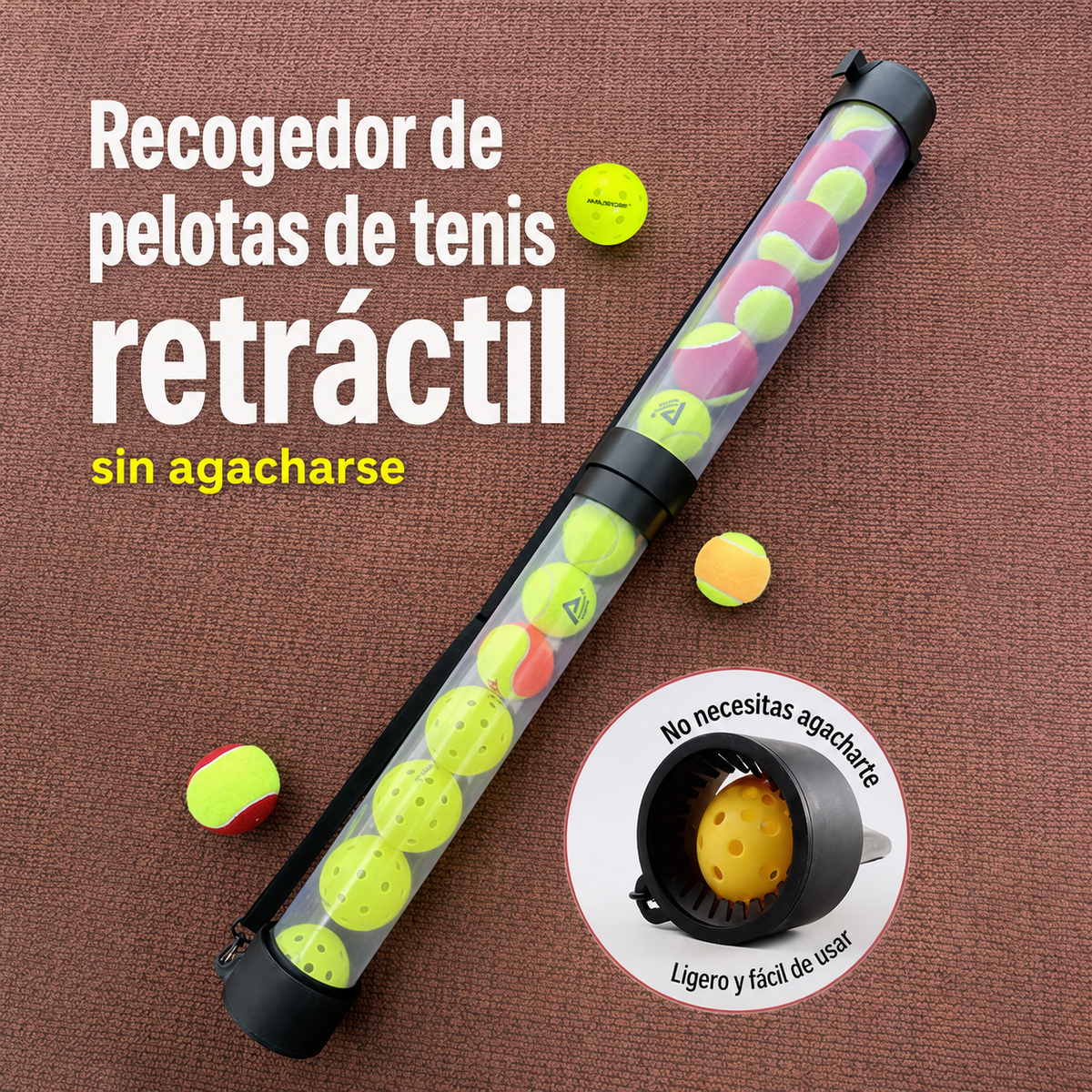 Recogedor de pelotas de tenis retráctil - 1
