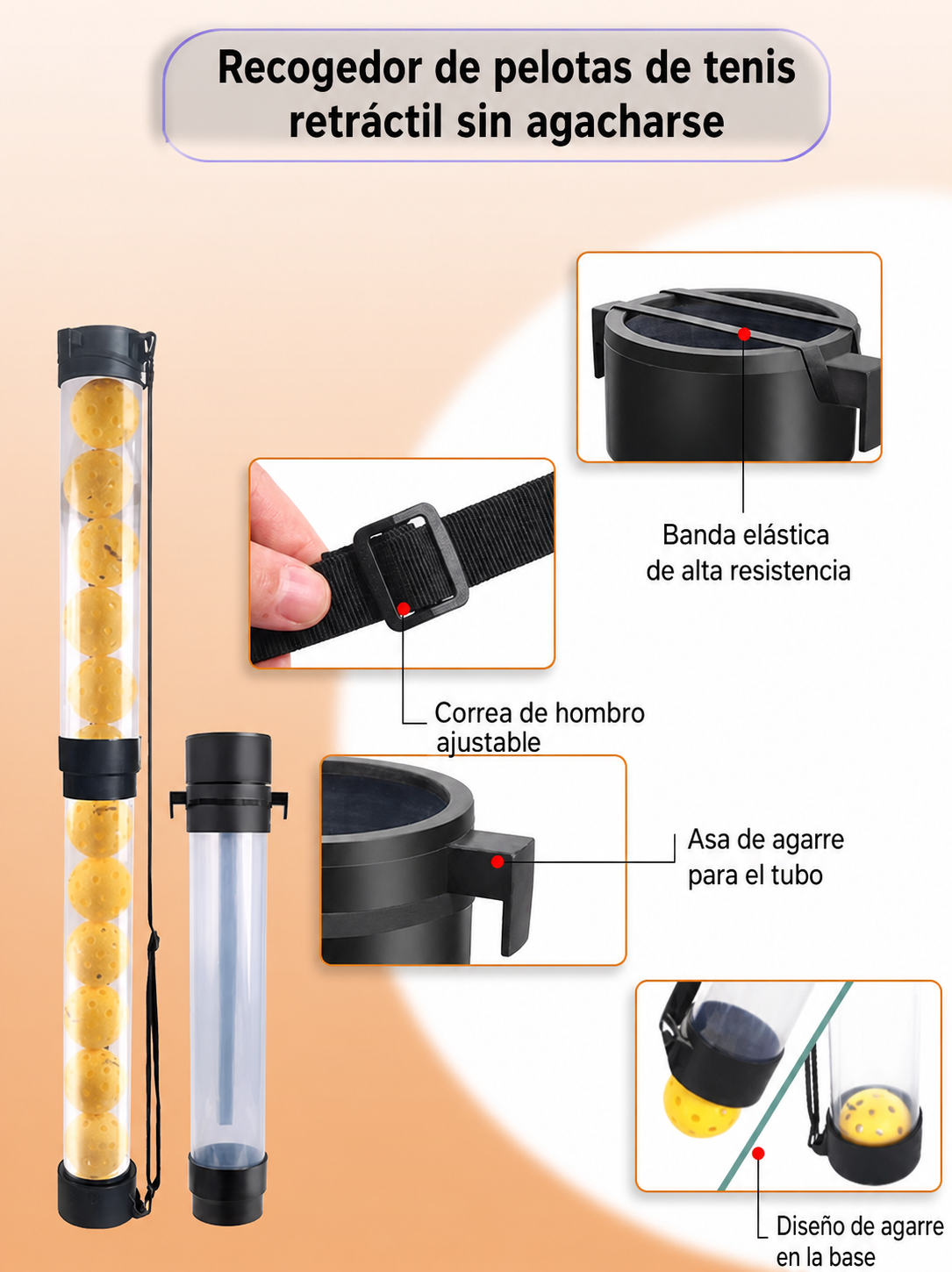 Recogedor de pelotas de tenis retráctil - 2