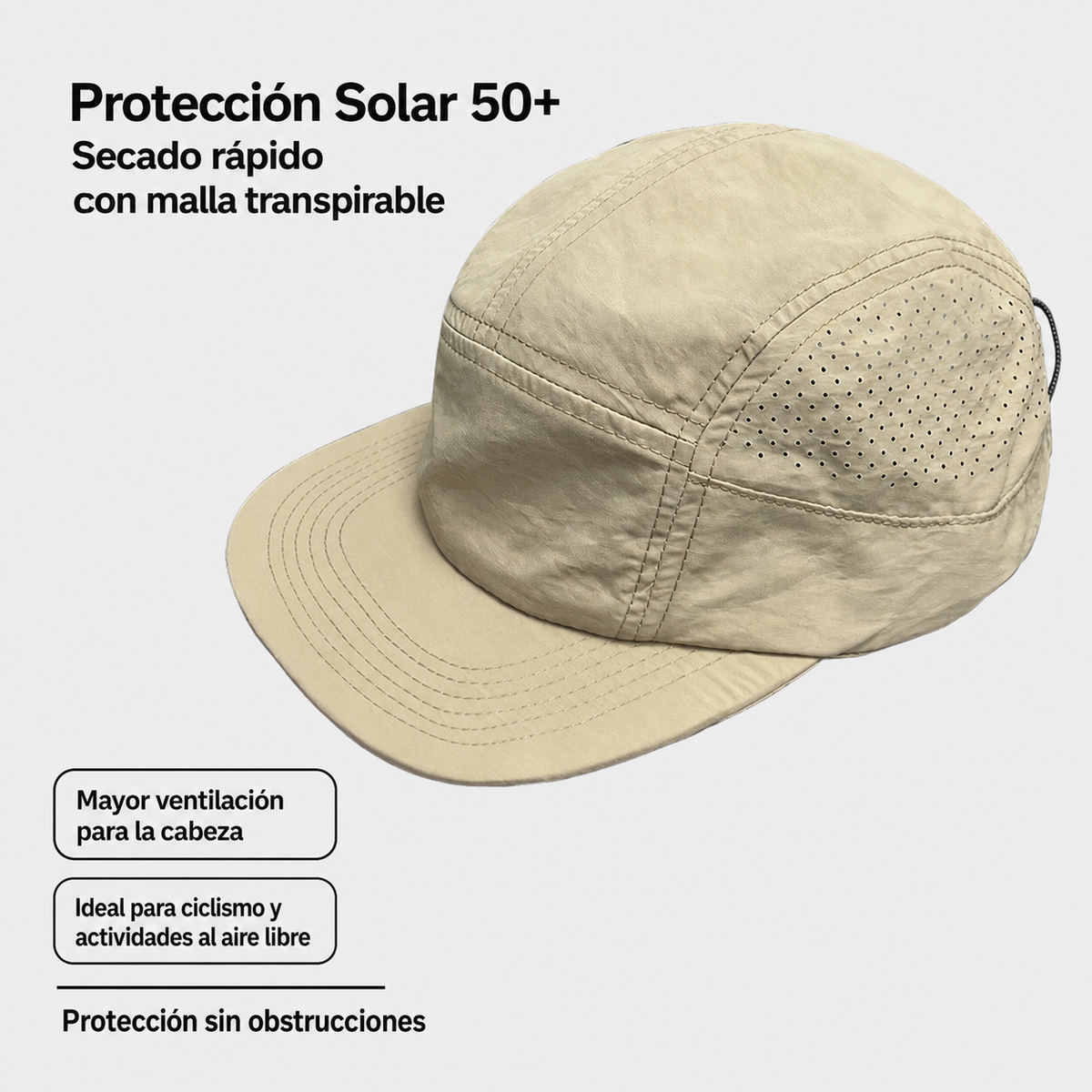 Gorra Beisbolera Deportiva Secado Rápido con Malla