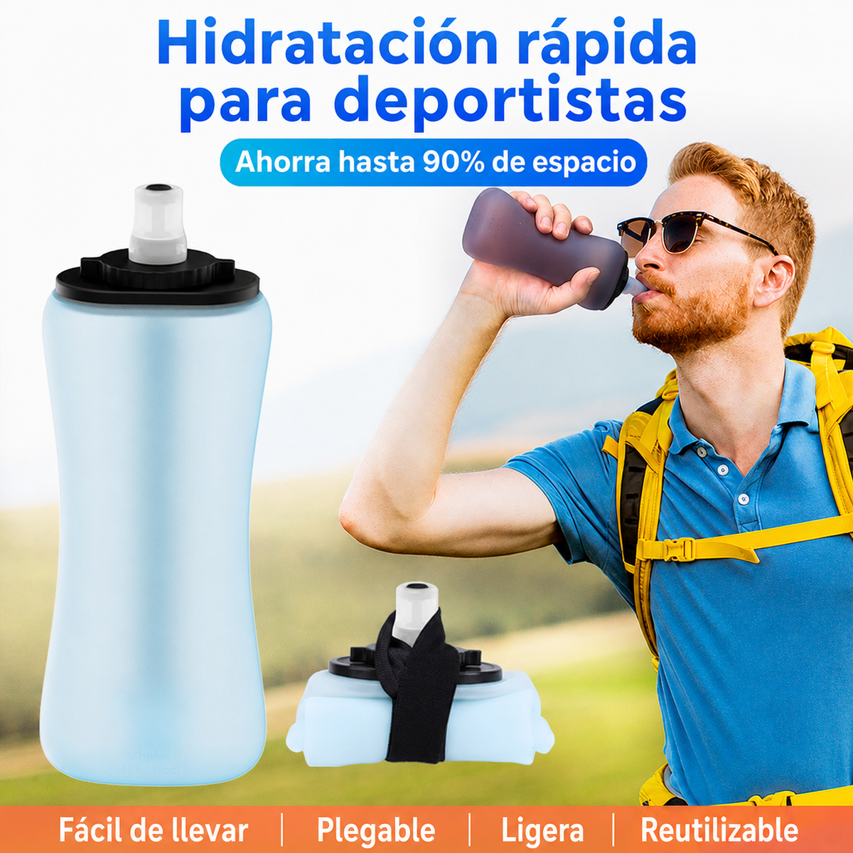 Botella de agua plegable de silicona 350 ml - 1