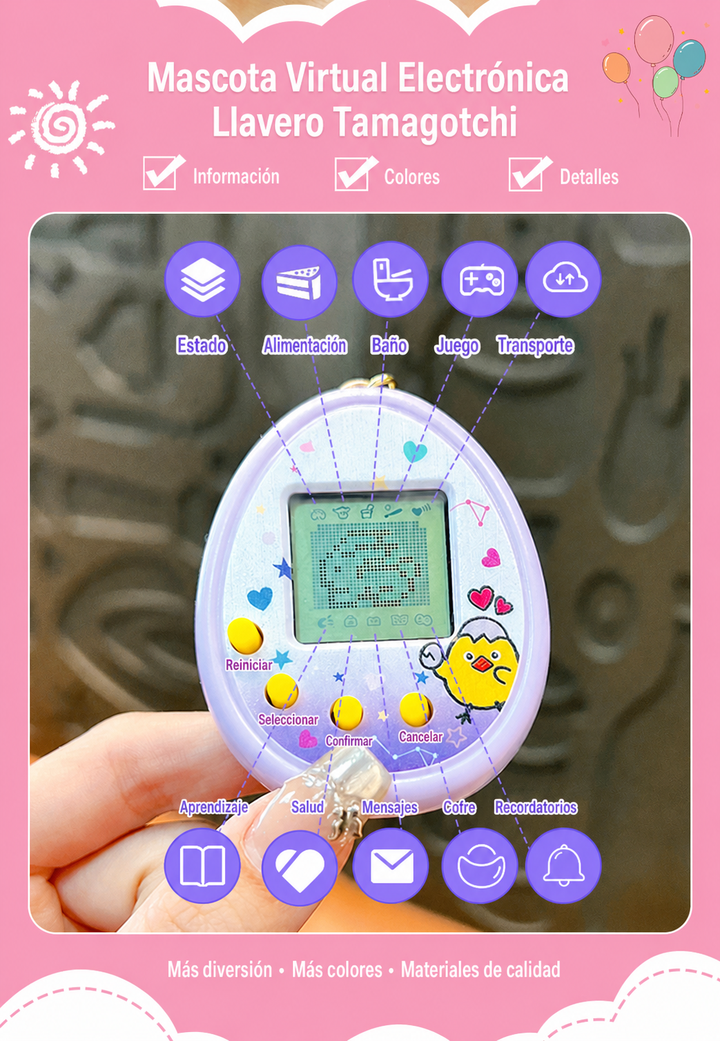 Mascota Virtual Electrónica Llavero Tamagotchi Mini - 11
