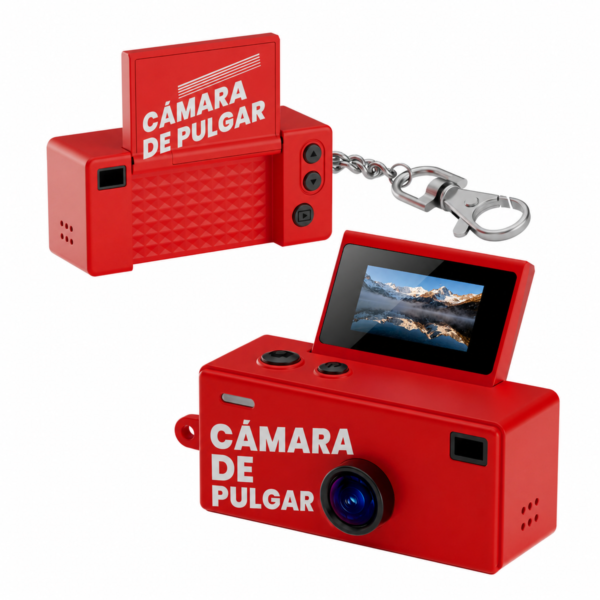 Mini cámara digital retro con llavero
