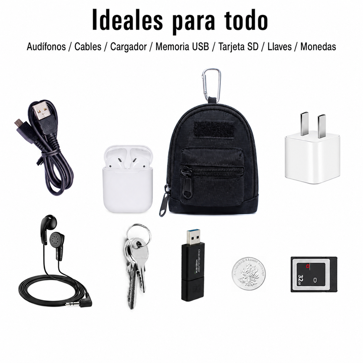 Mini mochila táctica llavero y monedero - 10