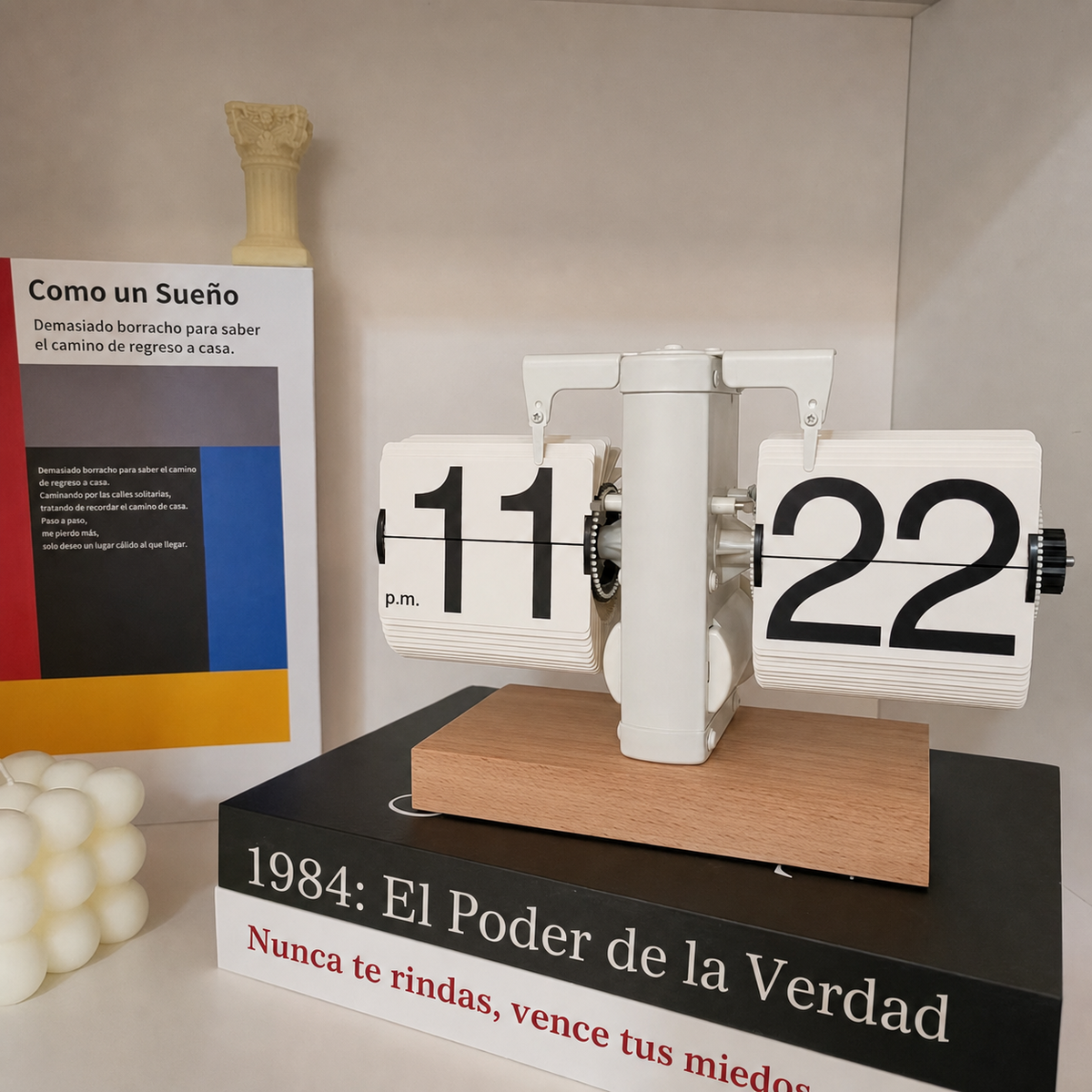 Reloj de Mesa Vintage con Hojas Giratorias - 6