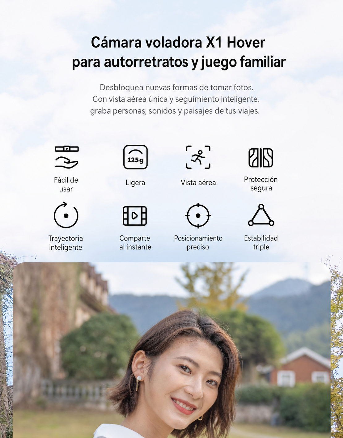 Cámara voladora X1 Hover para selfies y juego familiar - 10