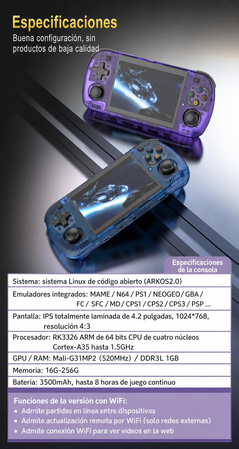 Consola retro portátil R36H pantalla IPS 3.5" - 12