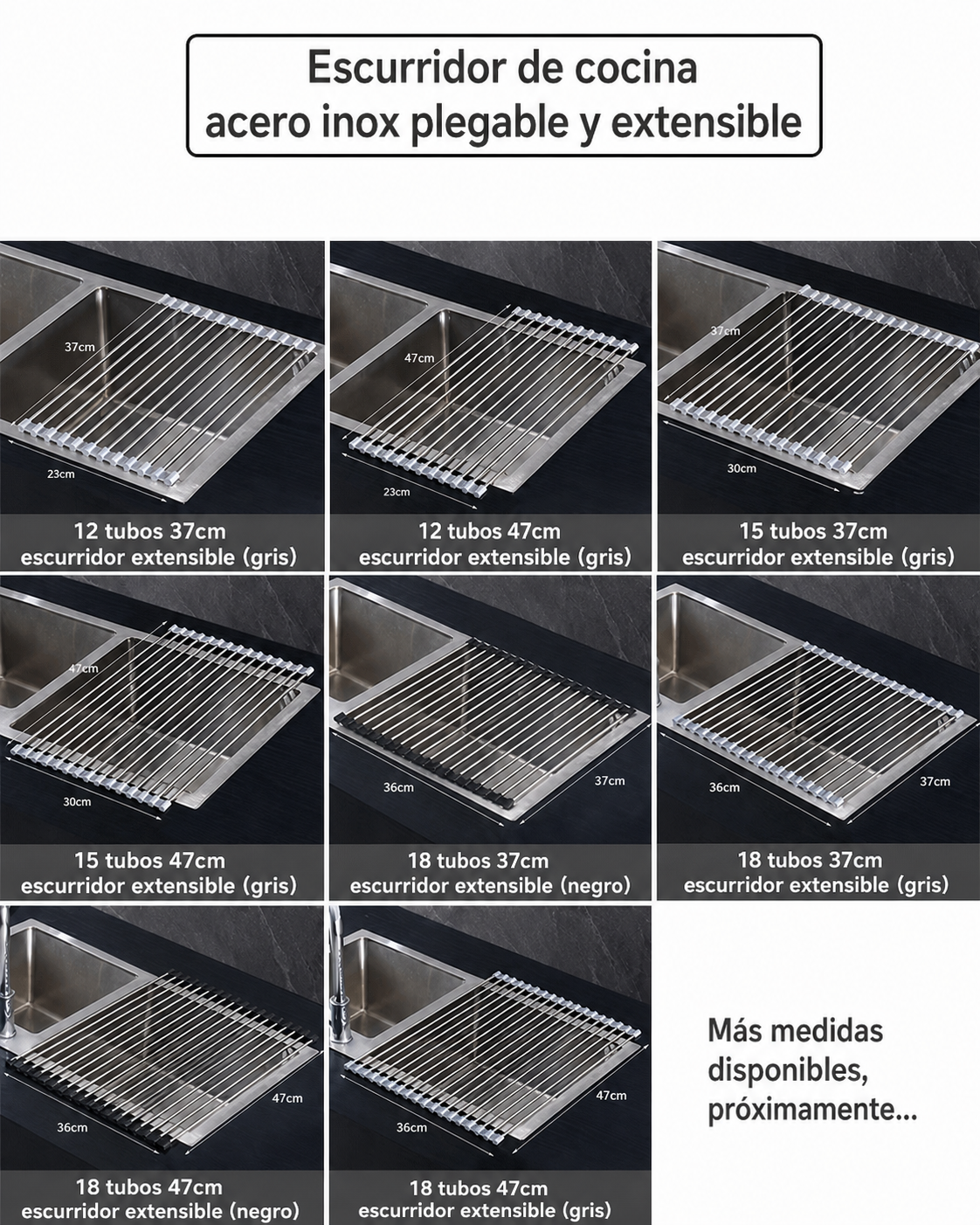 Escurridor de cocina acero inox plegable y extensible - 5