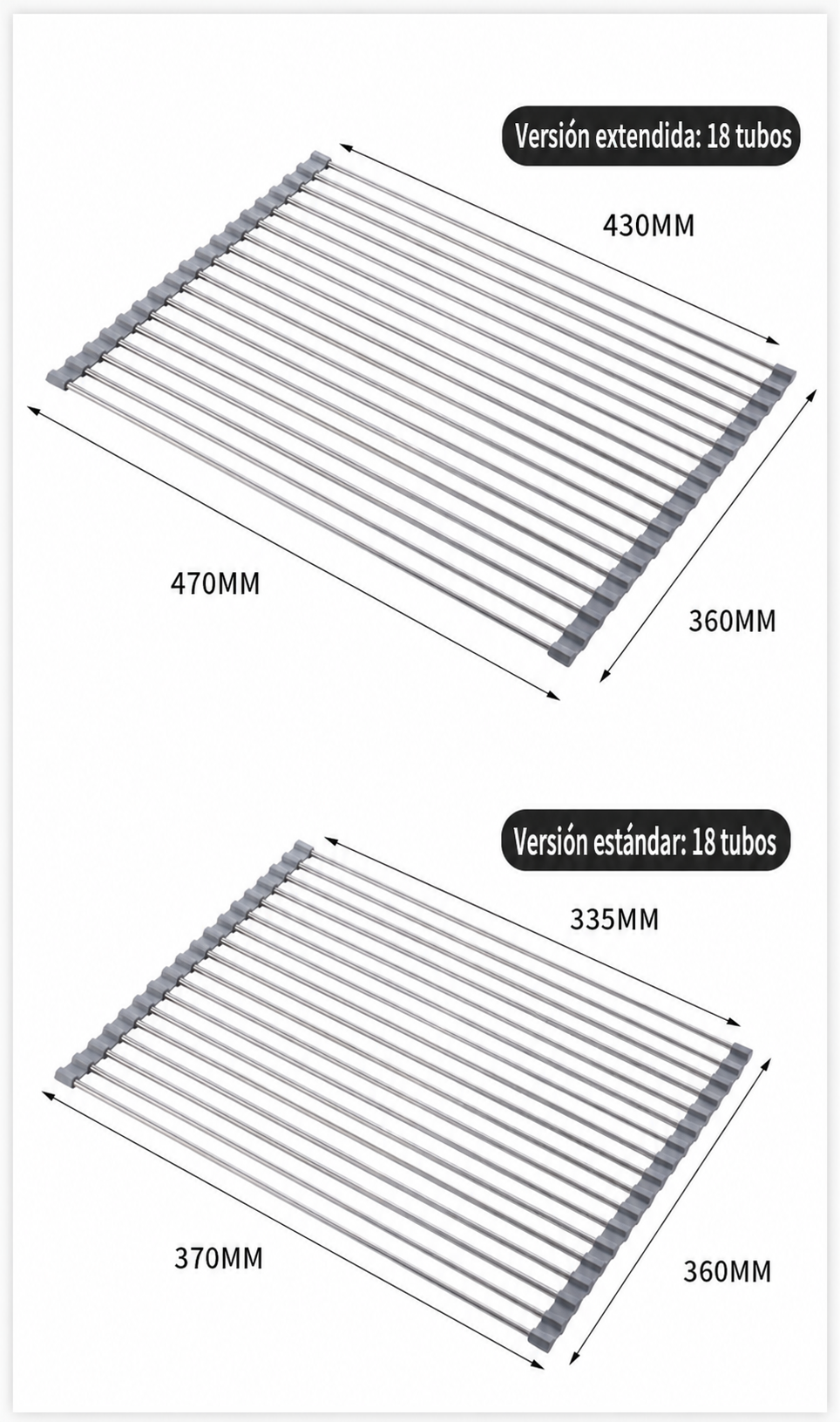 Escurridor de cocina acero inox plegable y extensible - 8