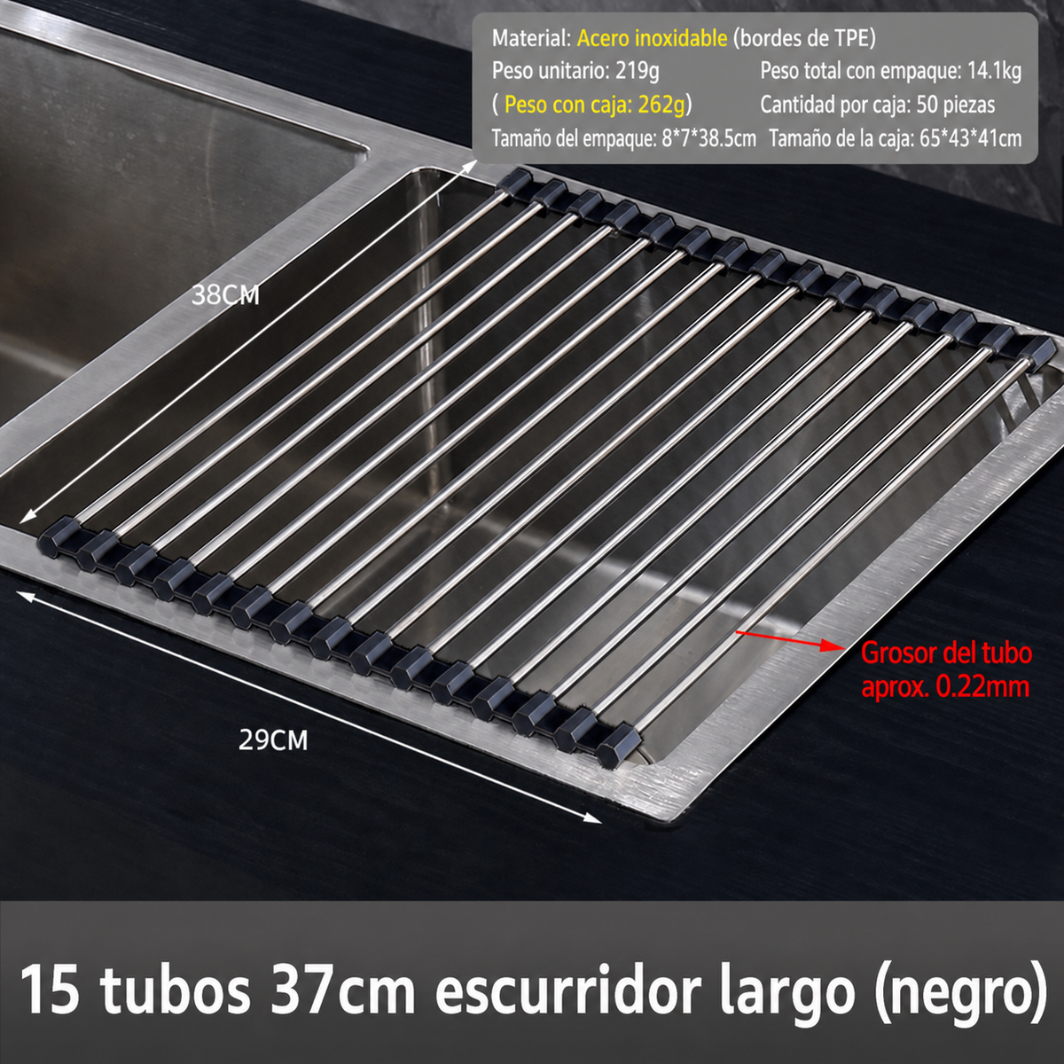 Escurridor de cocina acero inox plegable y extensible