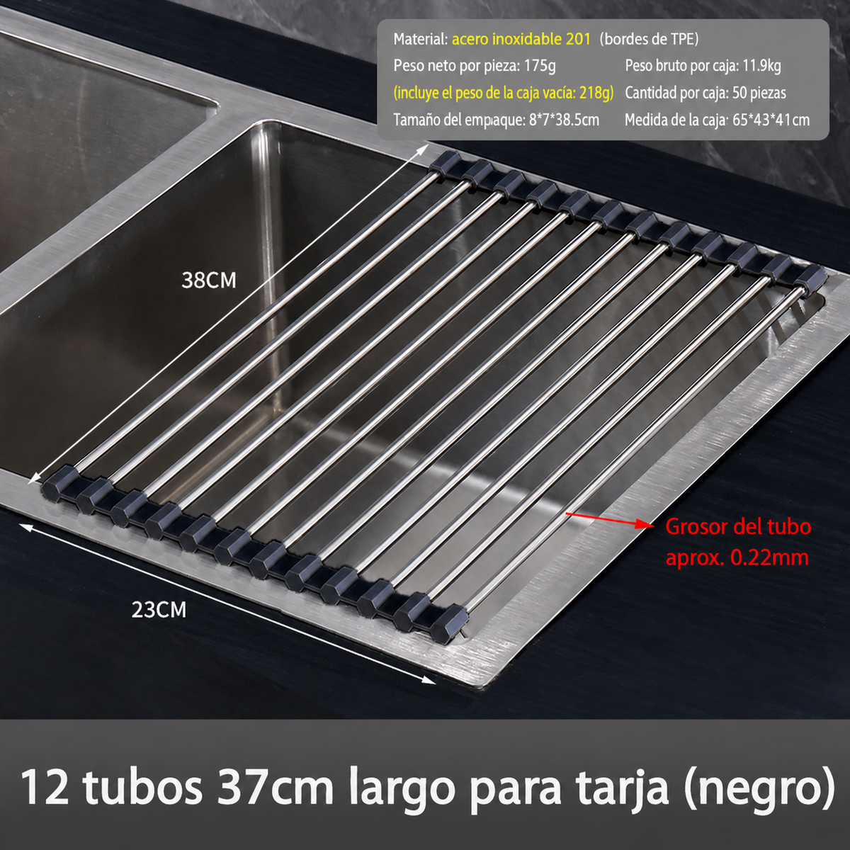 Escurridor de cocina acero inox plegable y extensible