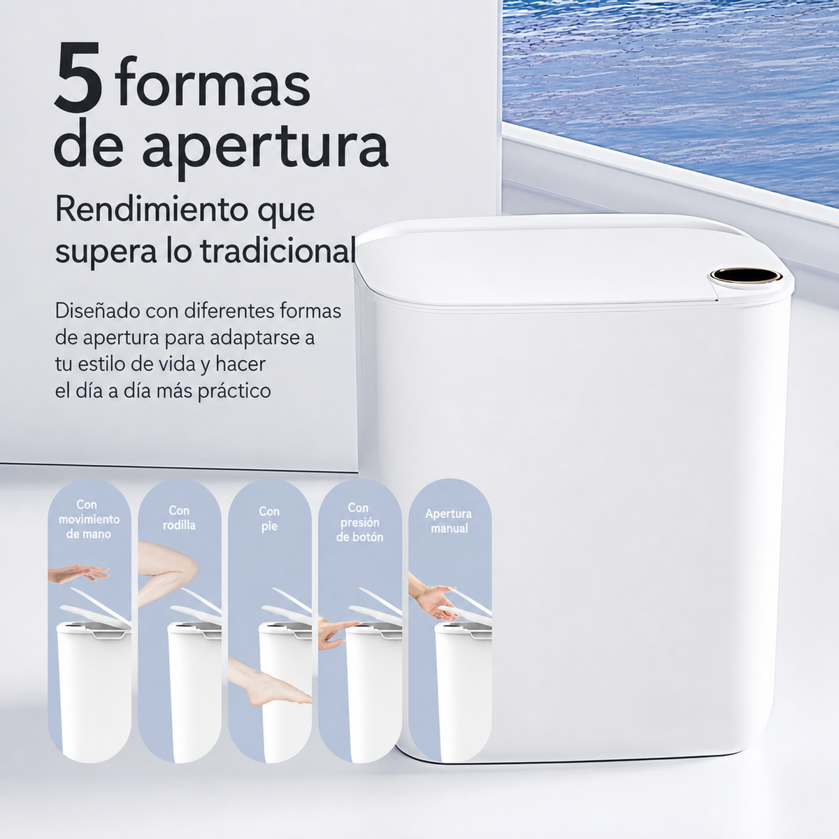 Bote de basura inteligente con sensor 18 L y 22 L - 3