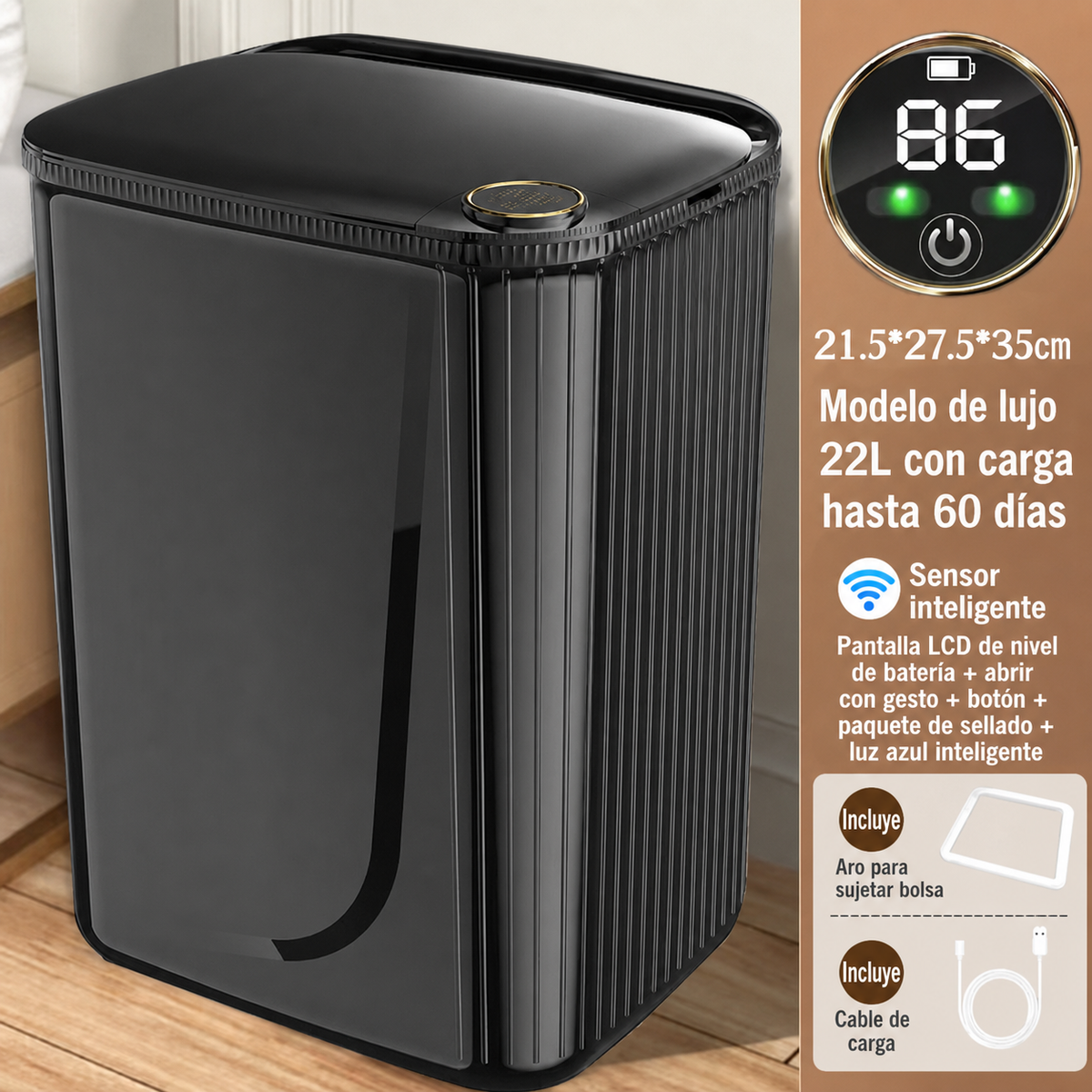 Bote de basura inteligente con sensor 18 L y 22 L - 6