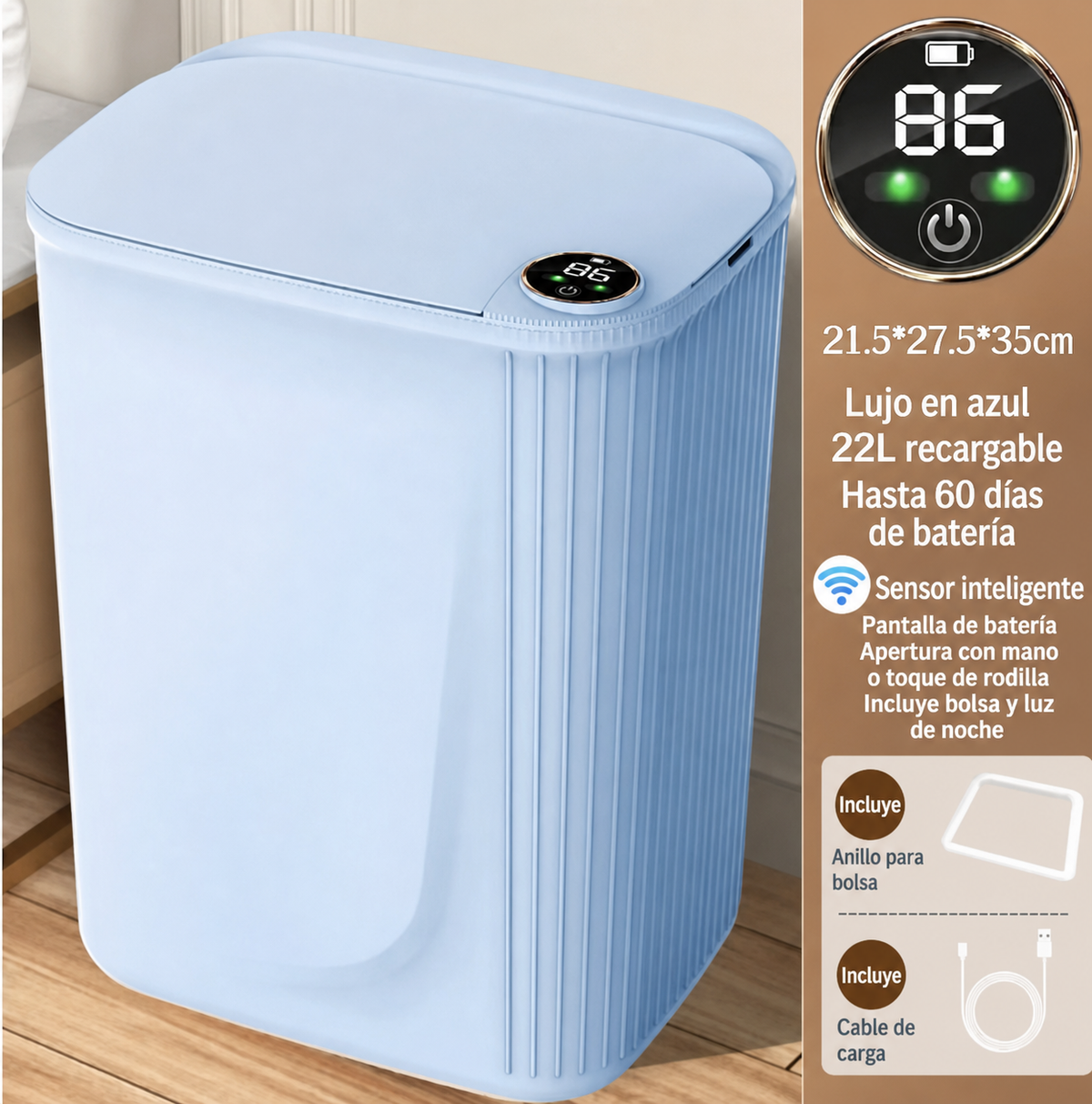 Bote de basura inteligente con sensor 18 L y 22 L - 9