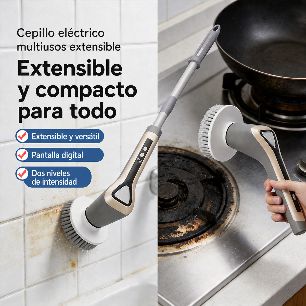 Cepillo eléctrico de limpieza | extensible e inalámbrico - 1