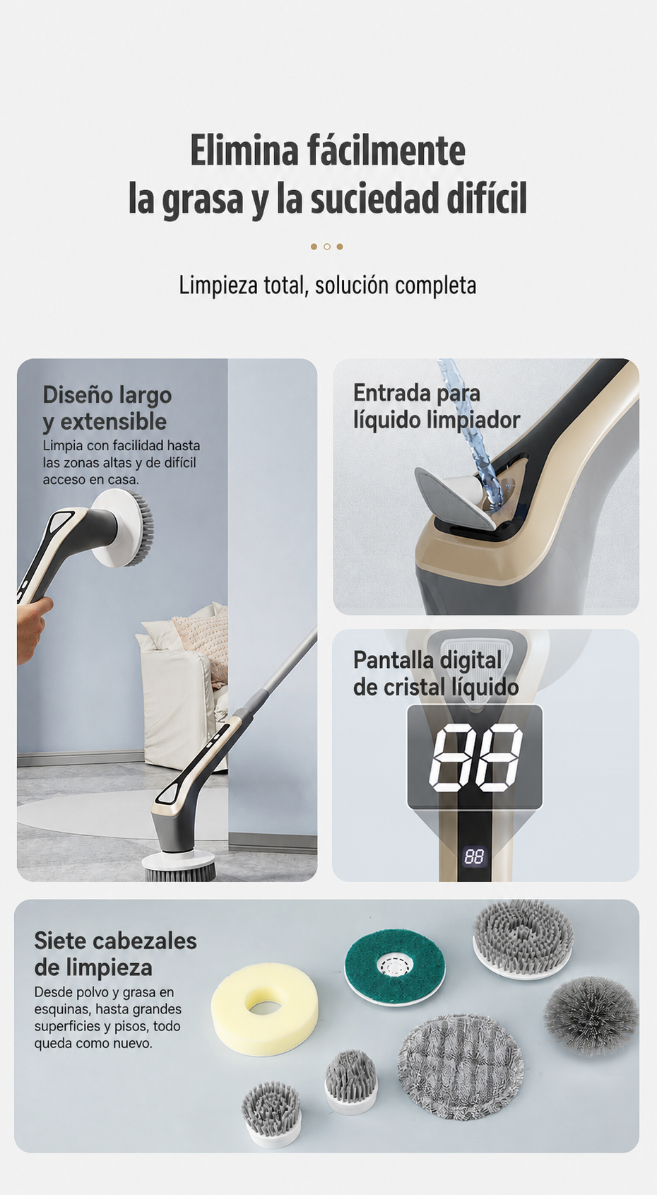 Cepillo eléctrico de limpieza | extensible e inalámbrico - 9