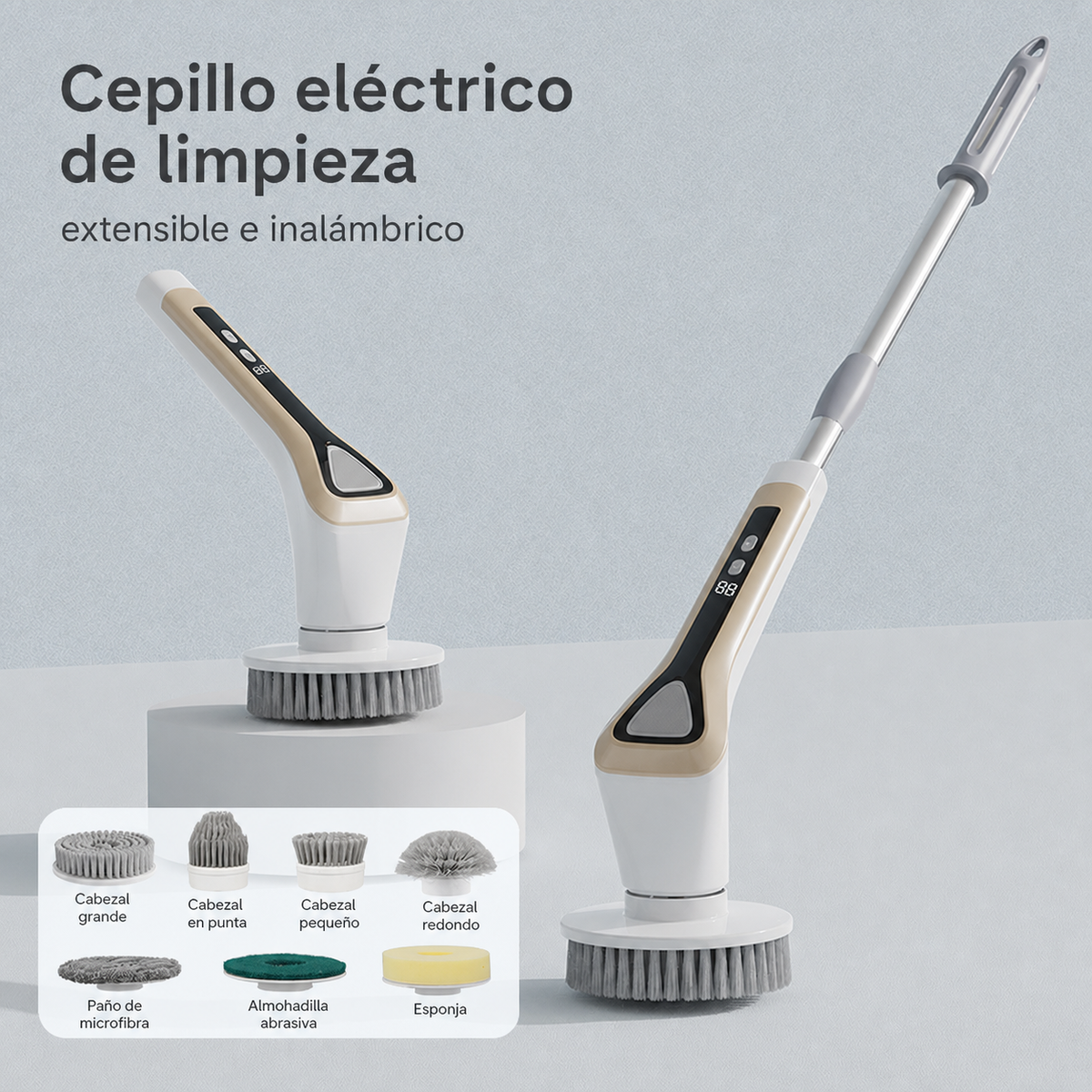 Cepillo eléctrico de limpieza | extensible e inalámbrico