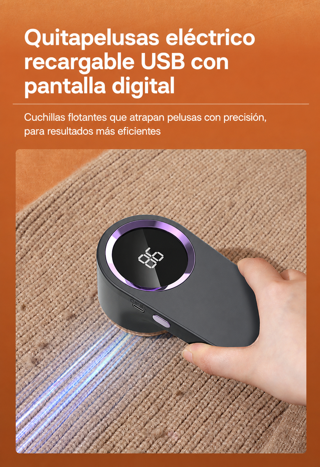 Quitapelusas eléctrico recargable USB con pantalla digital - 12