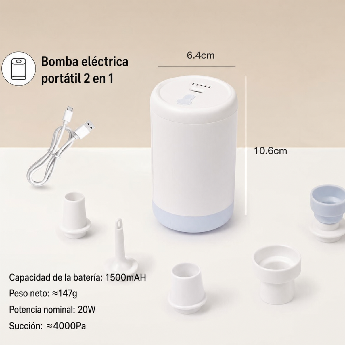 Bomba eléctrica portátil 2 en 1