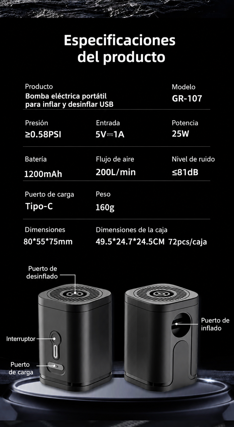 Bomba eléctrica portátil USB - 12