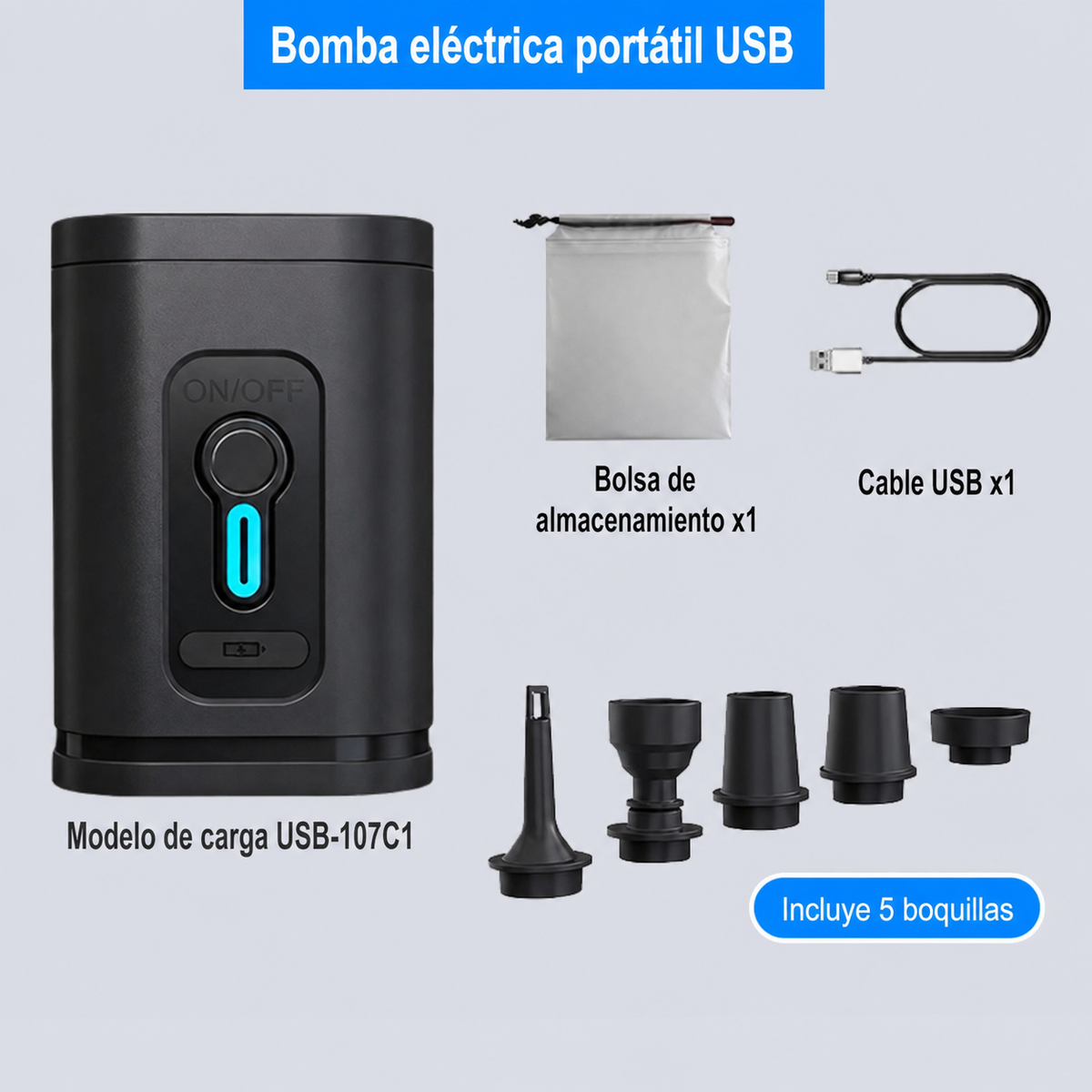 Bomba eléctrica portátil USB